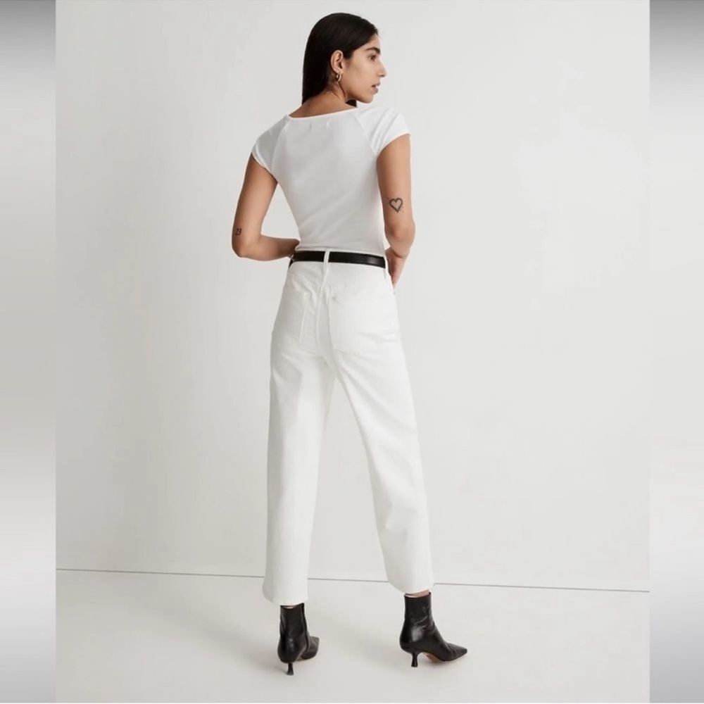 Madewell NWT Petite Perfect Vintage Wide Leg Crop Jeans Size 32P High Rise White - Picture 4 of 11